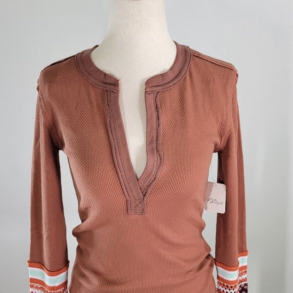 FREE PEOPLE / WTF mikah cuff thermal top Sz S NEW - Picture 3 of 11